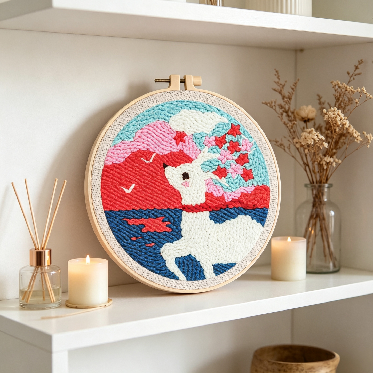 Cherry Blossom Deer Punch Needle Kit