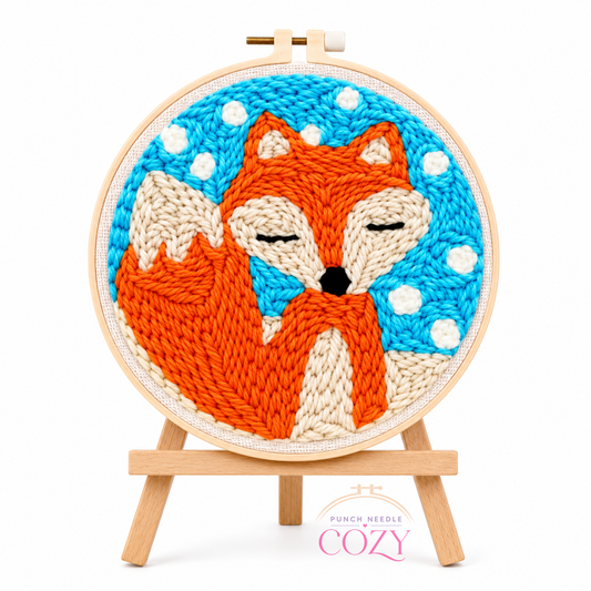 Snowy Fox Nap Punch Needle Kit