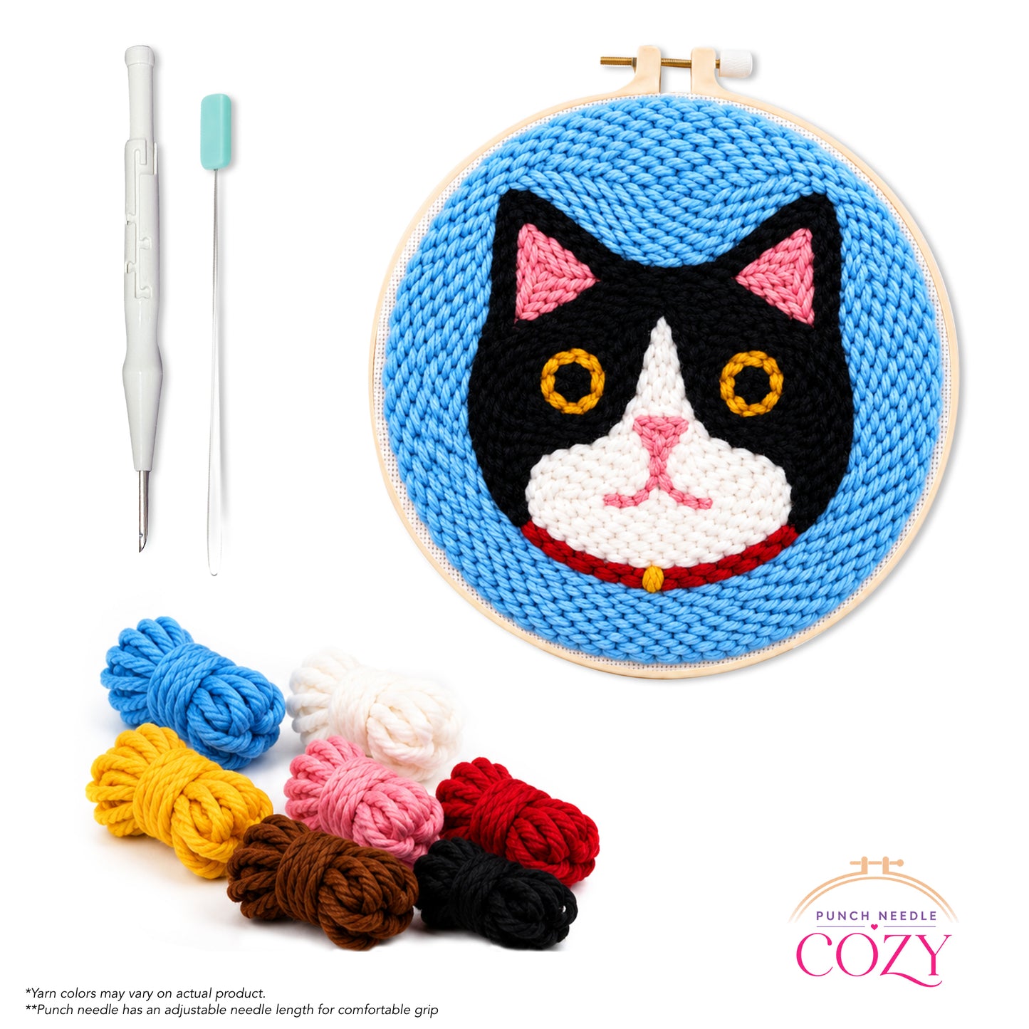 Tuxedo Cat Portrait Punch Needle Kit