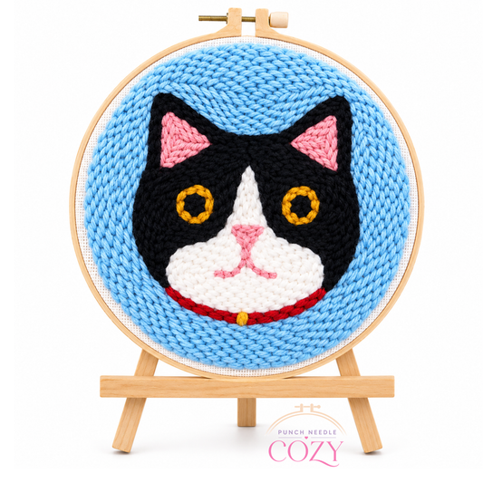Tuxedo Cat Portrait Punch Needle Kit
