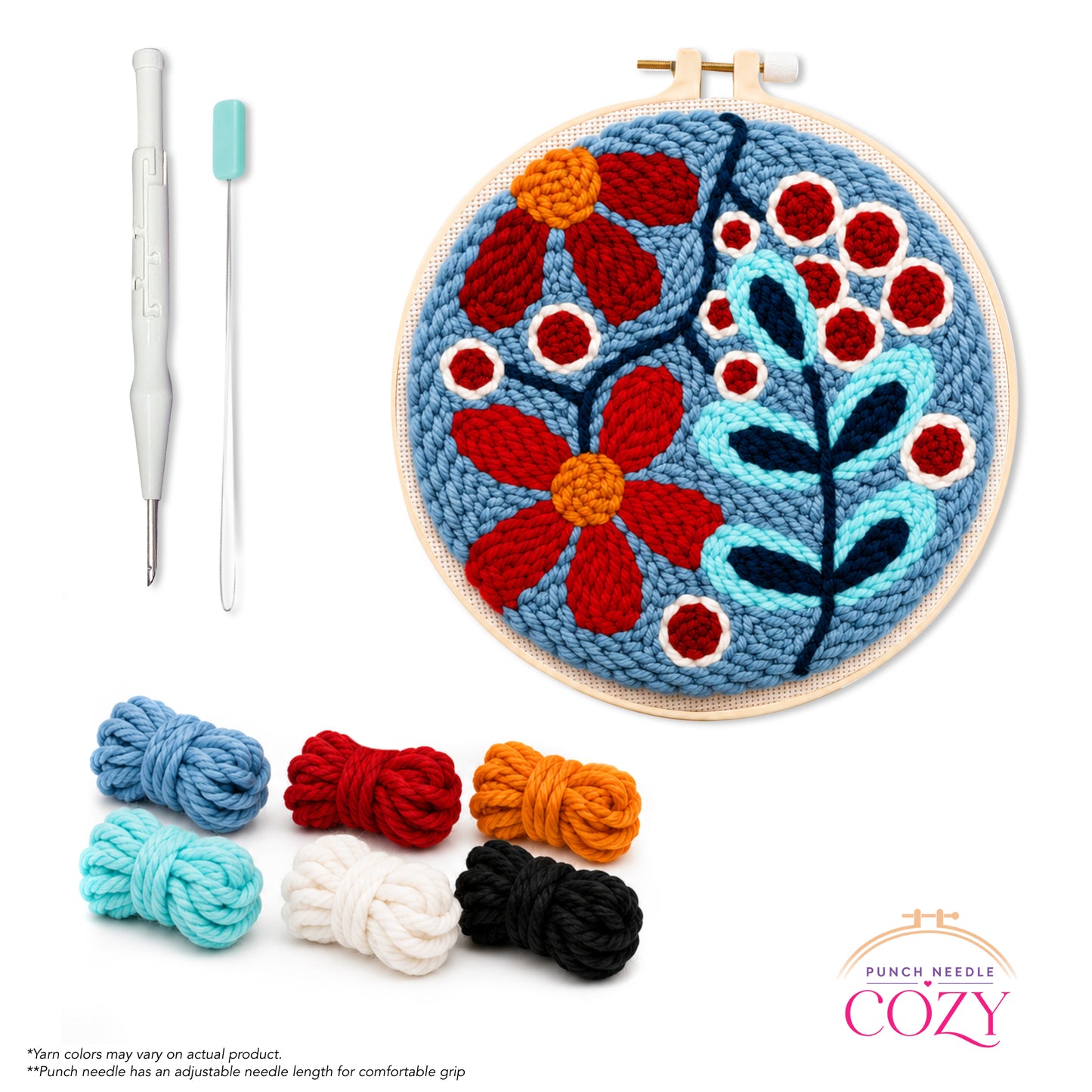 Red Blooms Branch Punch Needle Kit