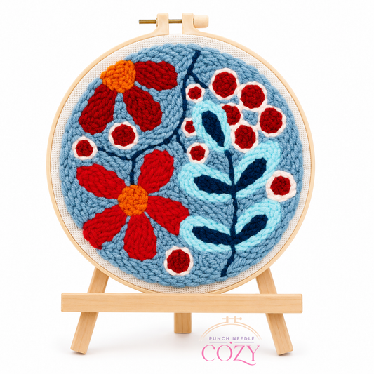 Red Blooms Branch Punch Needle Kit