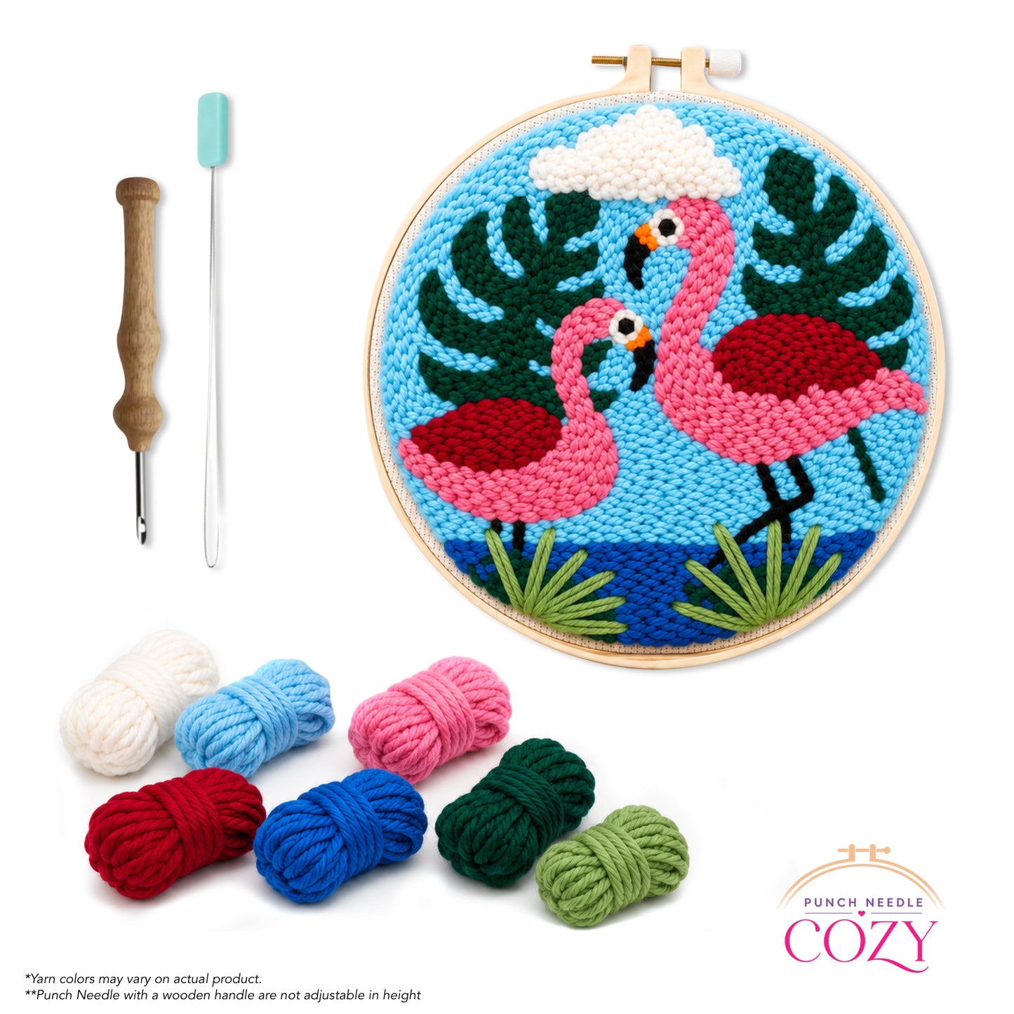 Tropical Flamingo Pair Punch Needle Kit