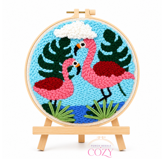 Tropical Flamingo Pair Punch Needle Kit